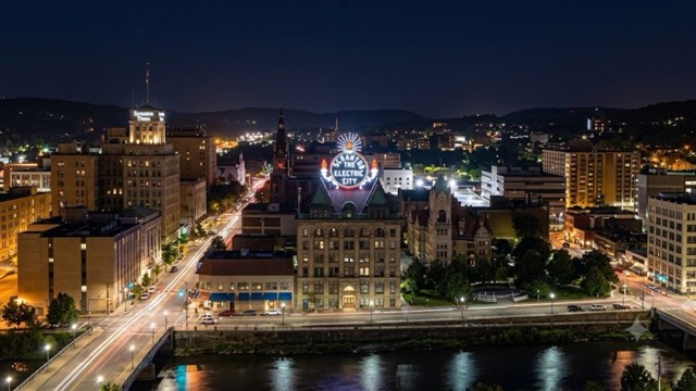 Scranton, Pennsylvania skyline at dusk