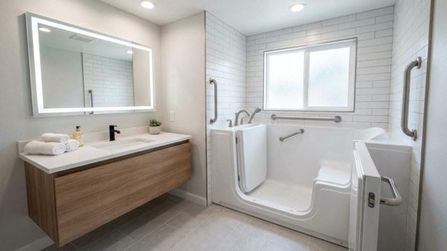 Walk-In Tub Installation in progress in a Scranton, PA bathroom